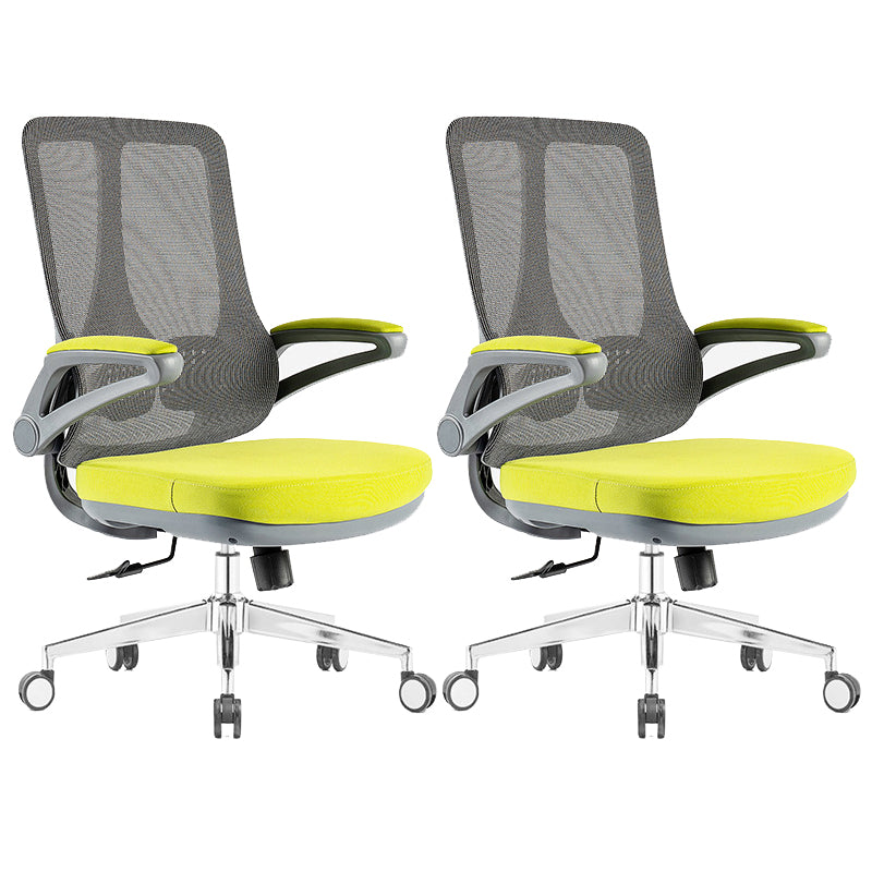 Flip-Up Armrest Office Chair Microfiber Desk High Back Chair Swivel Ergonomic Green 2 Piece Set Without Headrest Clearhalo 'furn' 'furn_office_chair' 'Furniture' 'Office Chairs' 'Office Furniture' 'office_chair' 6058463