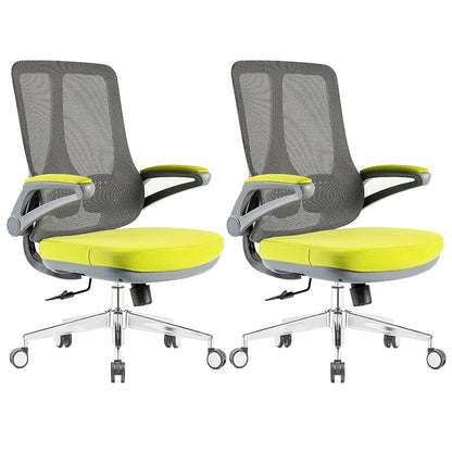 Flip-Up Armrest Office Chair Microfiber Desk High Back Chair Swivel Ergonomic Green 2 Piece Set Without Headrest Clearhalo 'furn' 'furn_office_chair' 'Furniture' 'Office Chairs' 'Office Furniture' 'office_chair' 6058463