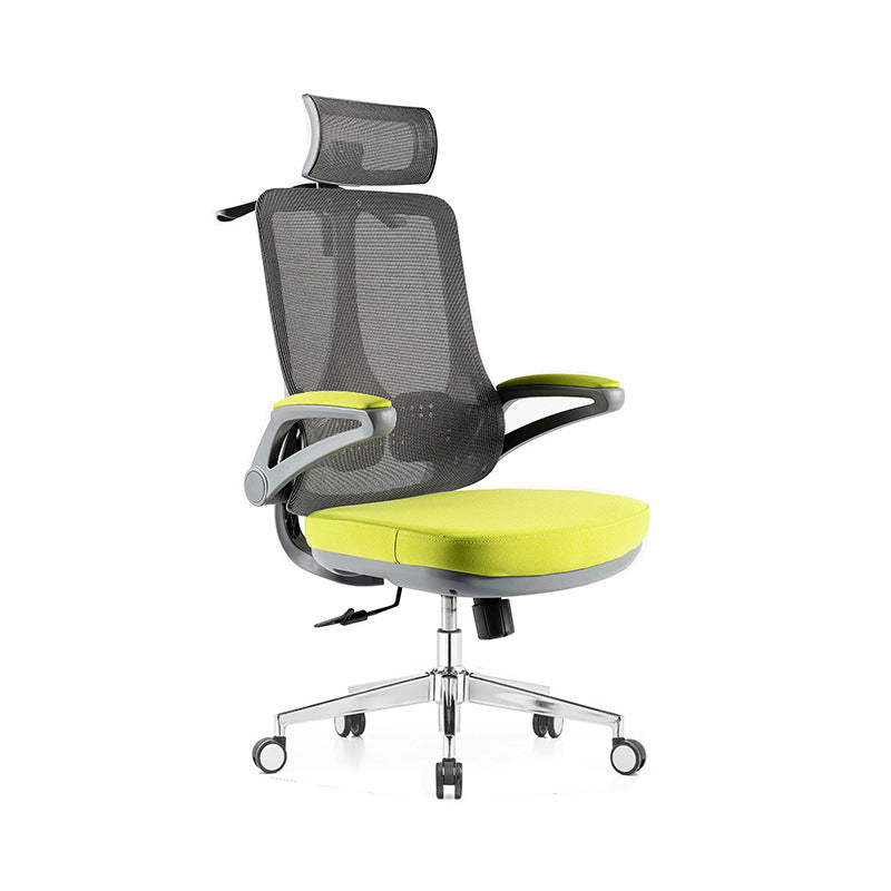 Flip-Up Armrest Office Chair Microfiber Desk High Back Chair Swivel Ergonomic Clearhalo 'furn' 'furn_office_chair' 'Furniture' 'Office Chairs' 'Office Furniture' 'office_chair' 6058465