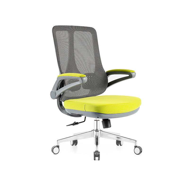 Flip-Up Armrest Office Chair Microfiber Desk High Back Chair Swivel Ergonomic Clearhalo 'furn' 'furn_office_chair' 'Furniture' 'Office Chairs' 'Office Furniture' 'office_chair' 6058467
