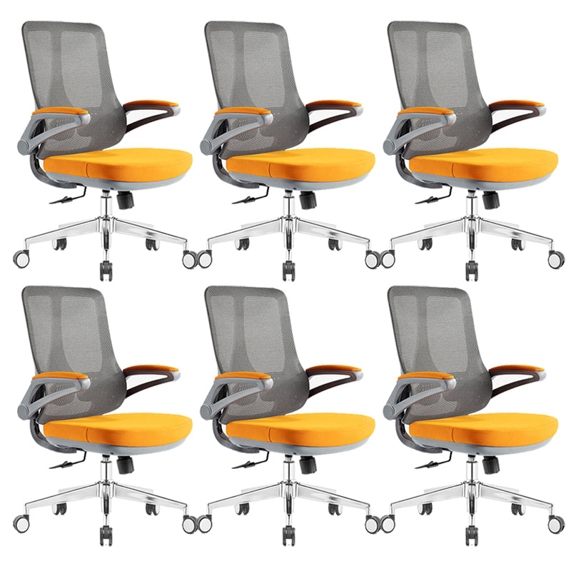 Flip-Up Armrest Office Chair Microfiber Desk High Back Chair Swivel Ergonomic Orange 6 Piece Set Without Headrest Clearhalo 'furn' 'furn_office_chair' 'Furniture' 'Office Chairs' 'Office Furniture' 'office_chair' 6058475
