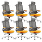 Flip-Up Armrest Office Chair Microfiber Desk High Back Chair Swivel Ergonomic Orange 6 Piece Set With Headrest Clearhalo 'furn' 'furn_office_chair' 'Furniture' 'Office Chairs' 'Office Furniture' 'office_chair' 6058480