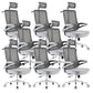 Flip-Up Armrest Office Chair Microfiber Desk High Back Chair Swivel Ergonomic Gray 8 Piece Set With Headrest Clearhalo 'furn' 'furn_office_chair' 'Furniture' 'Office Chairs' 'Office Furniture' 'office_chair' 6058484
