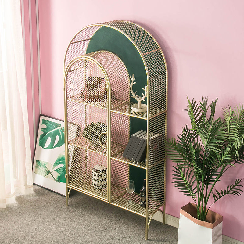 Metal 3 Shelf Shelf Bookcase Gold and Black Bookshelf 11.8" Wide