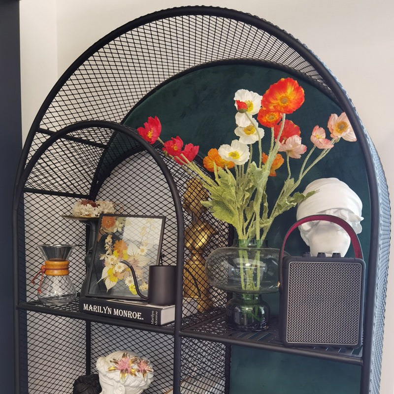 Metal 3 Shelf Shelf Bookcase Gold and Black Bookshelf 11.8" Wide