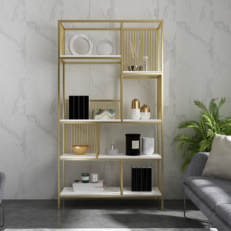 Modern Metel Bookcase Gold Etagere Bookshelf for Living Room 70.9" H X 11.8" W 39.4"L x 11.8"W x 70.9"H Clearhalo 'Bookcases' 'furn' 'furn_bookcases' 'Furniture' 'Office Furniture' 6058612