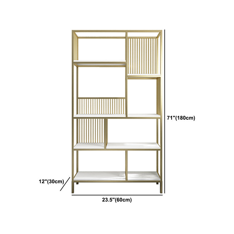 Modern Metel Bookcase Gold Etagere Bookshelf for Living Room 70.9" H X 11.8" W Clearhalo 'Bookcases' 'furn' 'furn_bookcases' 'Furniture' 'Office Furniture' 6058619