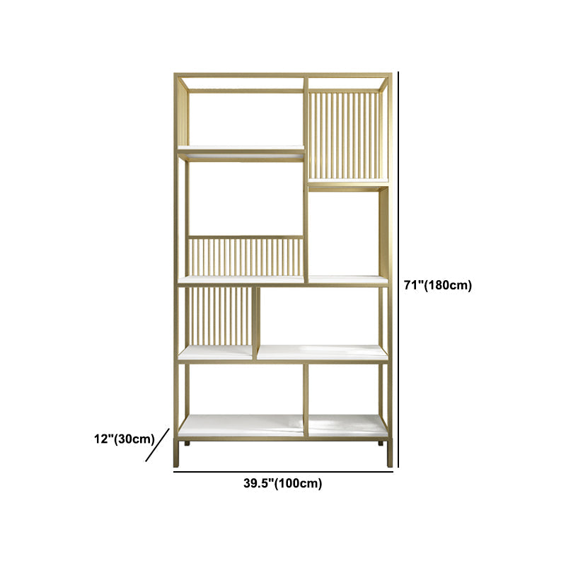 Modern Metel Bookcase Gold Etagere Bookshelf for Living Room 70.9" H X 11.8" W Clearhalo 'Bookcases' 'furn' 'furn_bookcases' 'Furniture' 'Office Furniture' 6058620