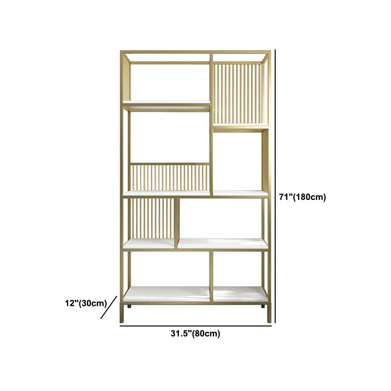 Modern Metel Bookcase Gold Etagere Bookshelf for Living Room 70.9" H X 11.8" W Clearhalo 'Bookcases' 'furn' 'furn_bookcases' 'Furniture' 'Office Furniture' 6058623