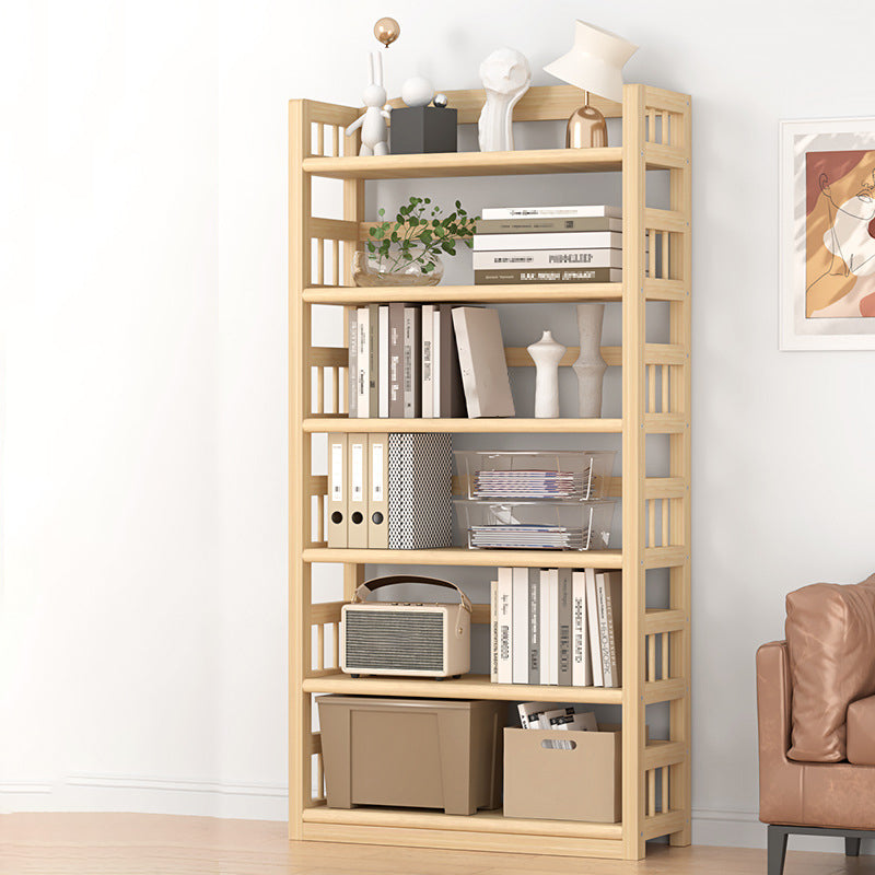 Contemporary Pine Shelf Bookcase Standard Natural Open Bookcase 31.5"L x 9.8"W x 68.1"H Clearhalo 'Bookcases' 'furn' 'furn_bookcases' 'Furniture' 'Office Furniture' 6058823