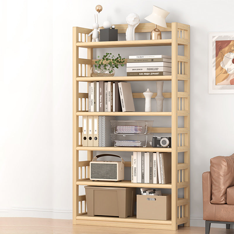 Contemporary Pine Shelf Bookcase Standard Natural Open Bookcase 35.4"L x 9.8"W x 68.1"H Clearhalo 'Bookcases' 'furn' 'furn_bookcases' 'Furniture' 'Office Furniture' 6058825