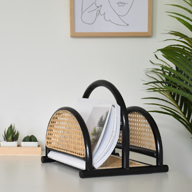 Contemporary Bamboo Bookcase Desktop Closed Back Shelf Bookcase