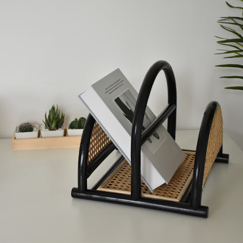 Contemporary Bamboo Bookcase Desktop Closed Back Shelf Bookcase