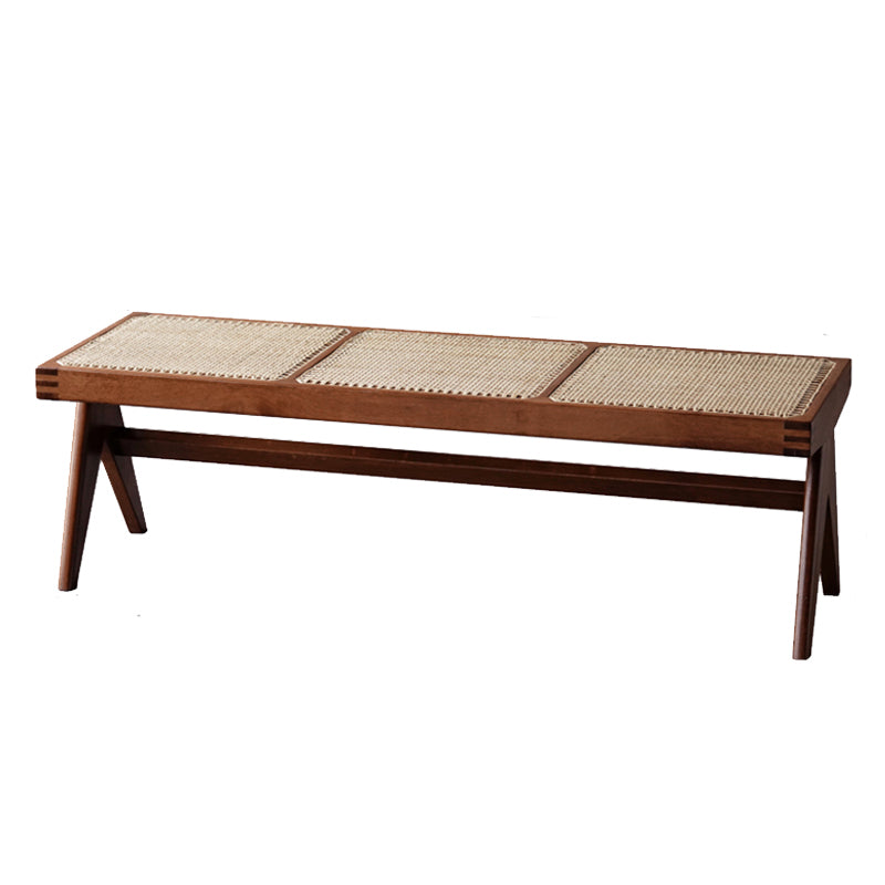 17.7 Inch Wide Bench Wicker Tropical Seating Bench with Legs 50.4"L x 17.7"W x 17.7"H Nut-Brown Clearhalo 'Benches' 'Chairs & Seating' 'furn' 'furn_benches' 'Furniture' 'Living Room Furniture' 6058950