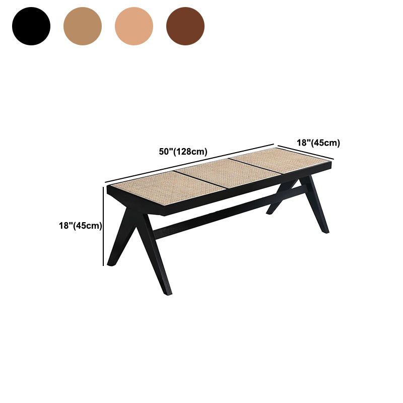 17.7 Inch Wide Bench Wicker Tropical Seating Bench with Legs Clearhalo 'Benches' 'Chairs & Seating' 'furn' 'furn_benches' 'Furniture' 'Living Room Furniture' 6058967