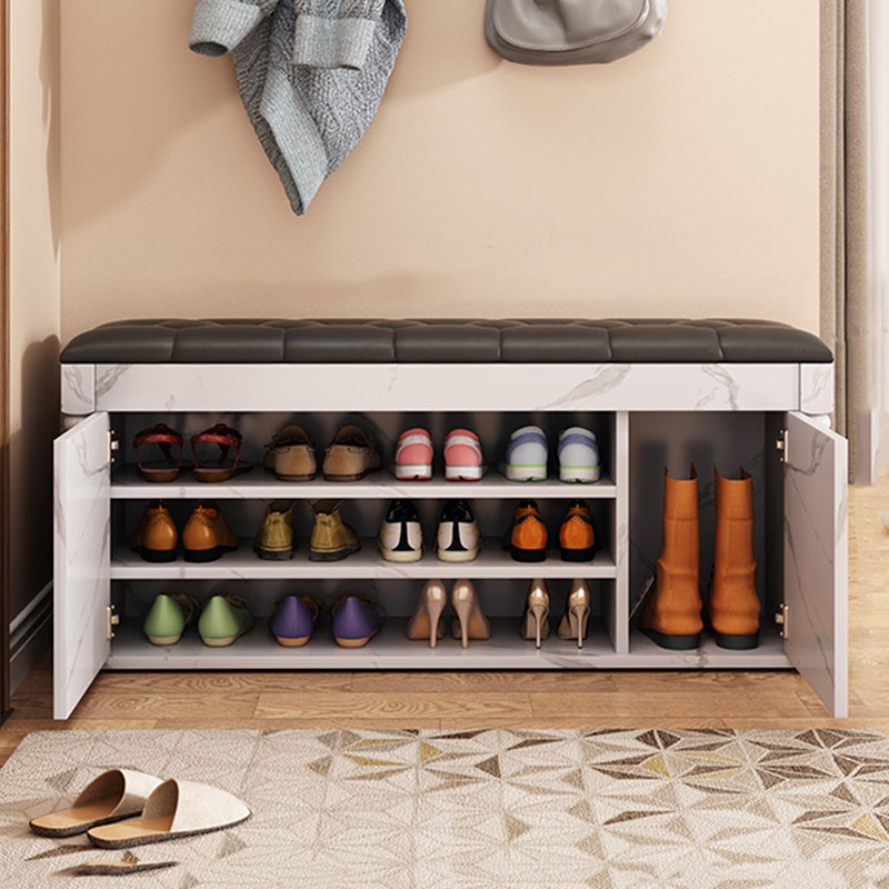 Rectangle 13.8" Wide Entryway Bench Cushioned Upholstered Bench in Manufactured Wood 39.4"L x 13.8"W x 20.9"H Black Clearhalo 'Benches' 'Chairs & Seating' 'furn' 'furn_benches' 'Furniture' 'Living Room Furniture' 6058970