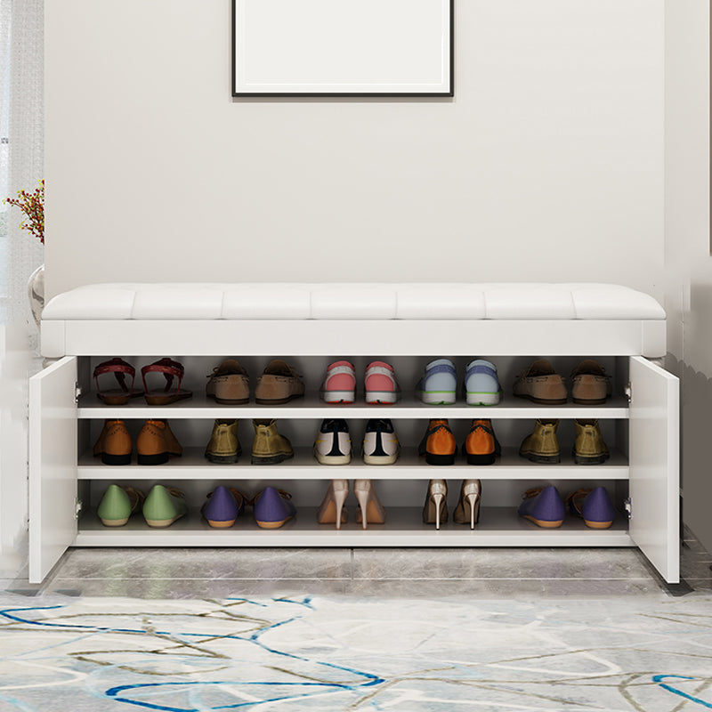 Rectangle 13.8" Wide Entryway Bench Cushioned Upholstered Bench in Manufactured Wood 39.4"L x 13.8"W x 20.9"H White Clearhalo 'Benches' 'Chairs & Seating' 'furn' 'furn_benches' 'Furniture' 'Living Room Furniture' 6058973