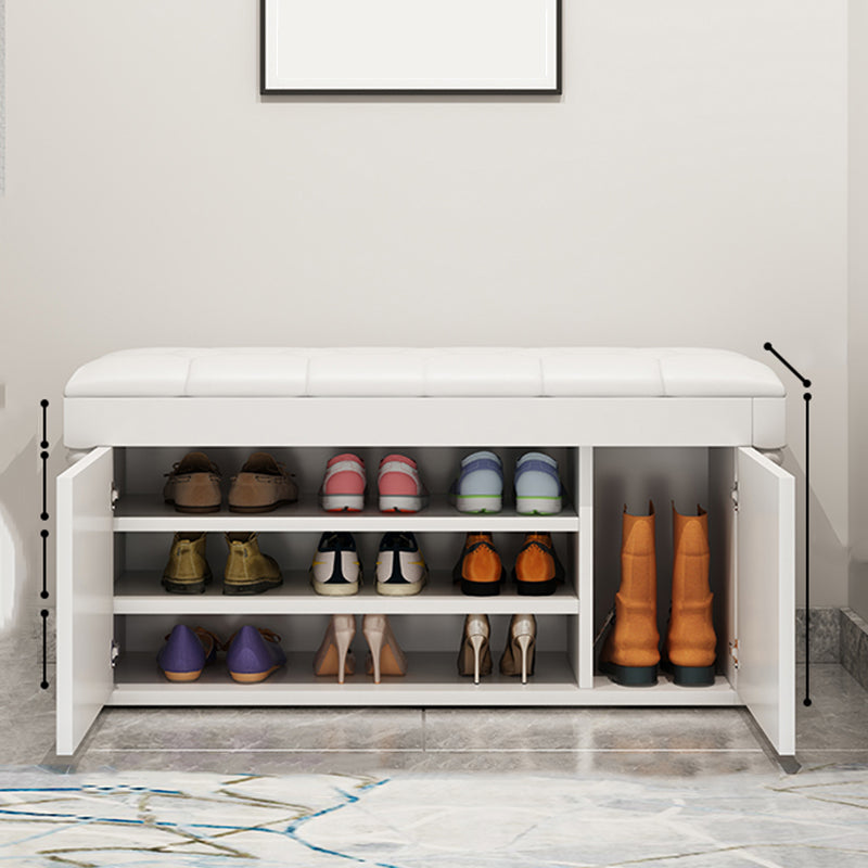 Rectangle 13.8" Wide Entryway Bench Cushioned Upholstered Bench in Manufactured Wood 31.5"L x 13.8"W x 20.9"H Gloss White Clearhalo 'Benches' 'Chairs & Seating' 'furn' 'furn_benches' 'Furniture' 'Living Room Furniture' 6058982