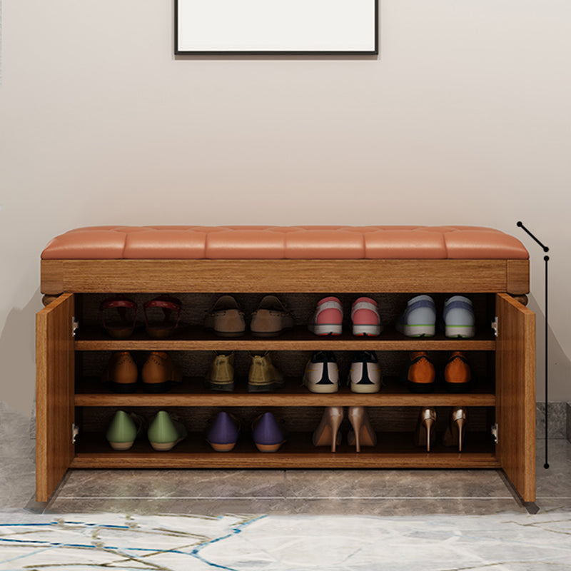 Rectangle 13.8" Wide Entryway Bench Cushioned Upholstered Bench in Manufactured Wood 31.5"L x 13.8"W x 20.9"H Orange Clearhalo 'Benches' 'Chairs & Seating' 'furn' 'furn_benches' 'Furniture' 'Living Room Furniture' 6058986