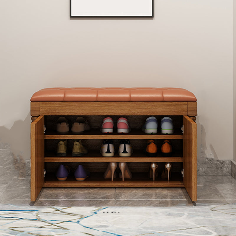 Rectangle 13.8" Wide Entryway Bench Cushioned Upholstered Bench in Manufactured Wood 23.6"L x 13.8"W x 20.9"H Orange Clearhalo 'Benches' 'Chairs & Seating' 'furn' 'furn_benches' 'Furniture' 'Living Room Furniture' 6058991