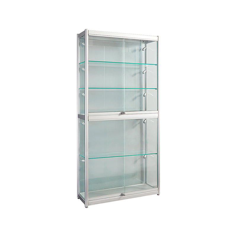 Modern Metal Curio Cabinet Locking Display Stand with Sliding Glass Doors