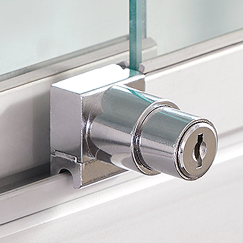 Modern Metal Curio Cabinet Locking Display Stand with Sliding Glass Doors