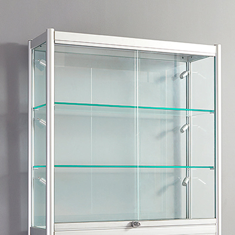 Modern Metal Curio Cabinet Locking Display Stand with Sliding Glass Doors