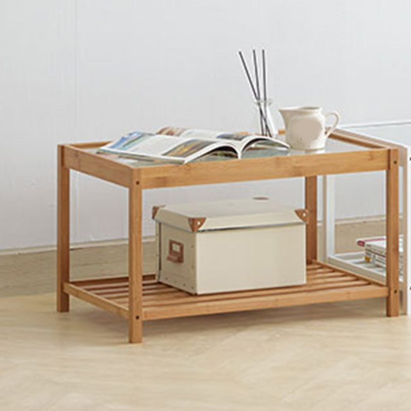 Madera de madera y vidrio mesita de noche moderna mesita de noche abierta con piernas