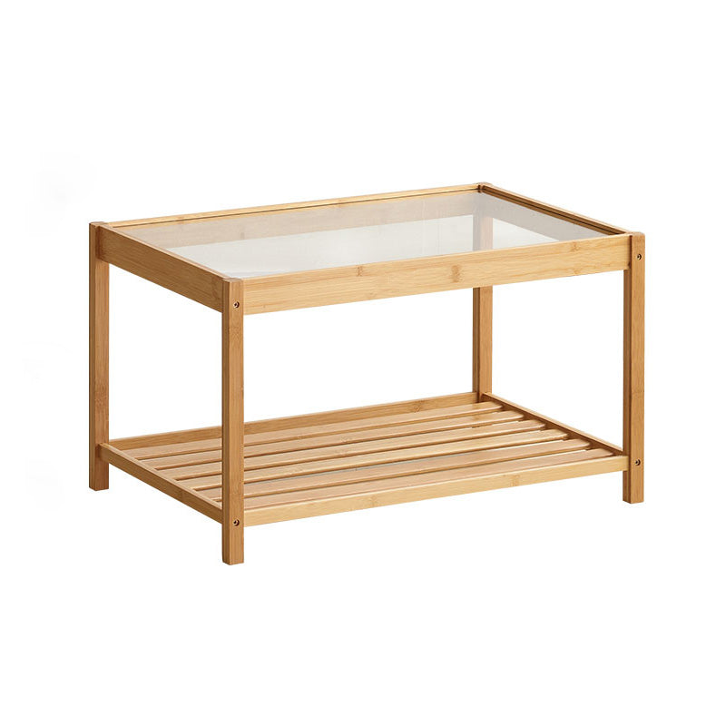 Madera de madera y vidrio mesita de noche moderna mesita de noche abierta con piernas