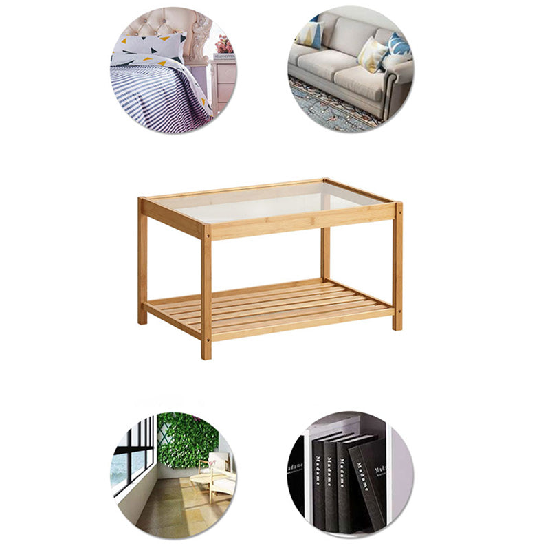 Madera de madera y vidrio mesita de noche moderna mesita de noche abierta con piernas