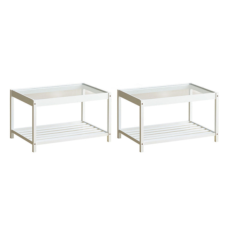 Madera de madera y vidrio mesita de noche moderna mesita de noche abierta con piernas