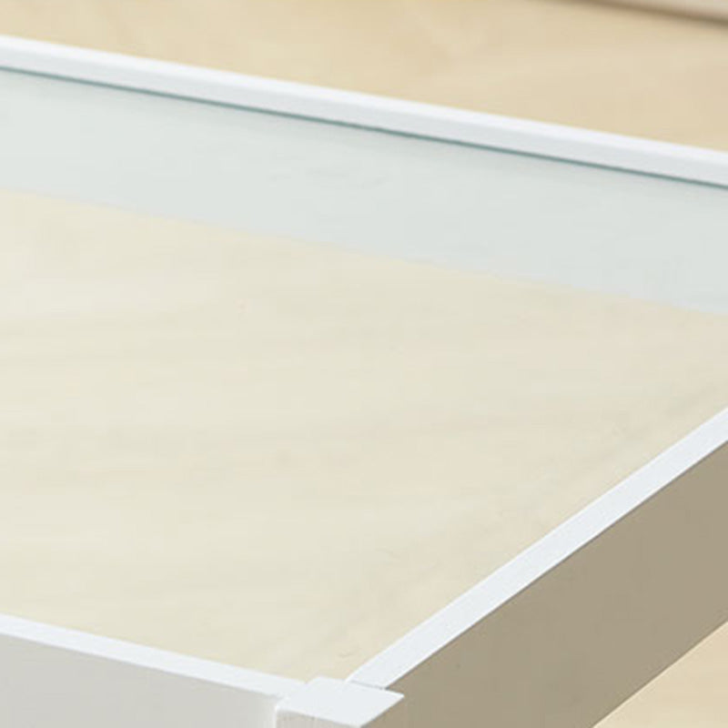 Madera de madera y vidrio mesita de noche moderna mesita de noche abierta con piernas