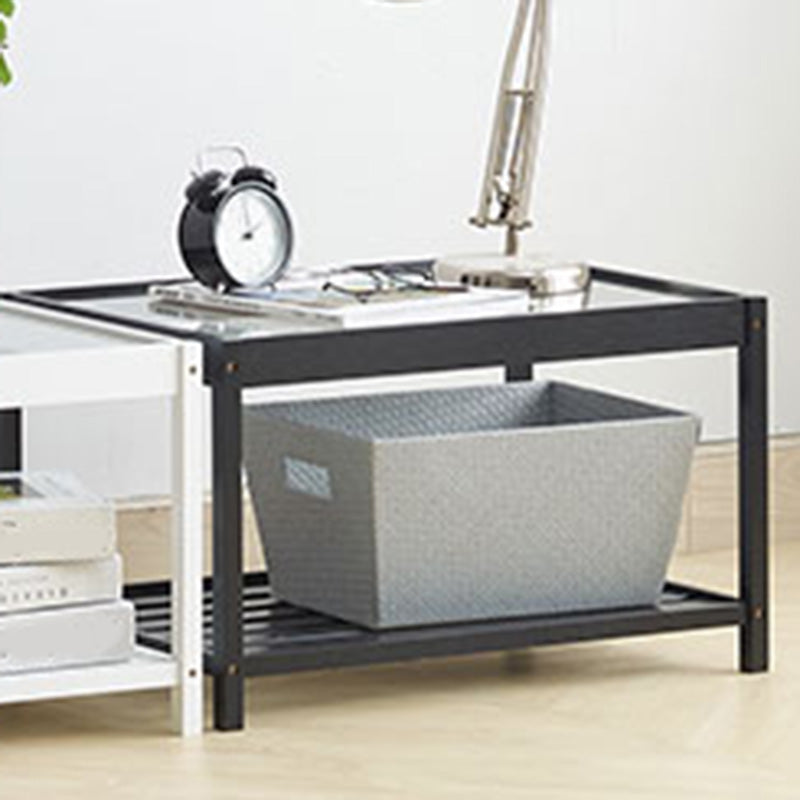 Madera de madera y vidrio mesita de noche moderna mesita de noche abierta con piernas