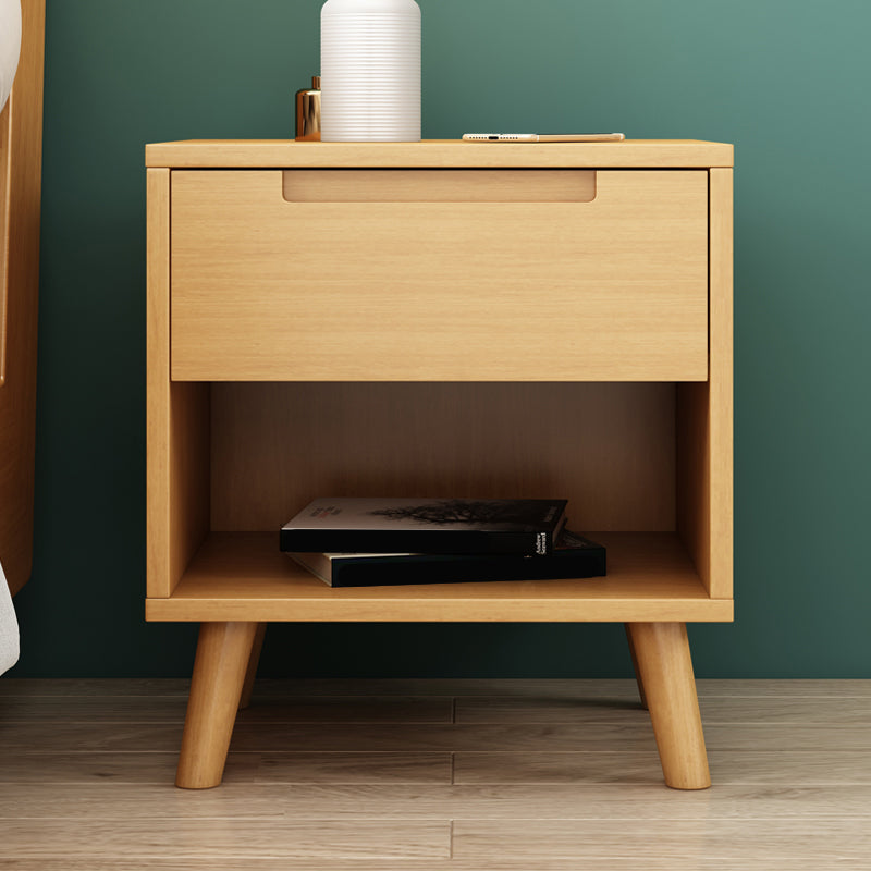 Wooden Bedside Cabinet Modern Minimalist Open Bedside Table with Legs Natural 1 Piece Clearhalo 'Bedroom Furniture' 'furn' 'furn_night_stand' 'Furniture' 'night_stand' 'Nightstands' 6059684