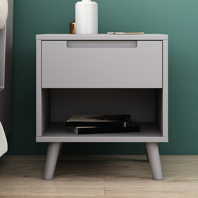 Wooden Bedside Cabinet Modern Minimalist Open Bedside Table with Legs Grey 1 Piece Clearhalo 'Bedroom Furniture' 'furn' 'furn_night_stand' 'Furniture' 'night_stand' 'Nightstands' 6059686