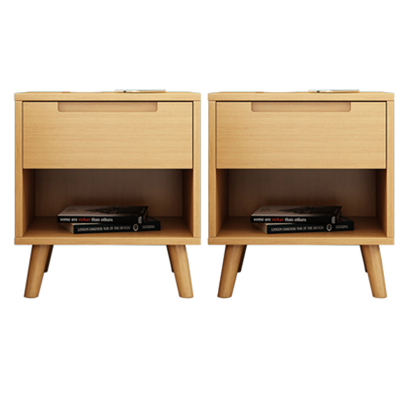 Wooden Bedside Cabinet Modern Minimalist Open Bedside Table with Legs Natural 2 Piece Set Clearhalo 'Bedroom Furniture' 'furn' 'furn_night_stand' 'Furniture' 'night_stand' 'Nightstands' 6059692