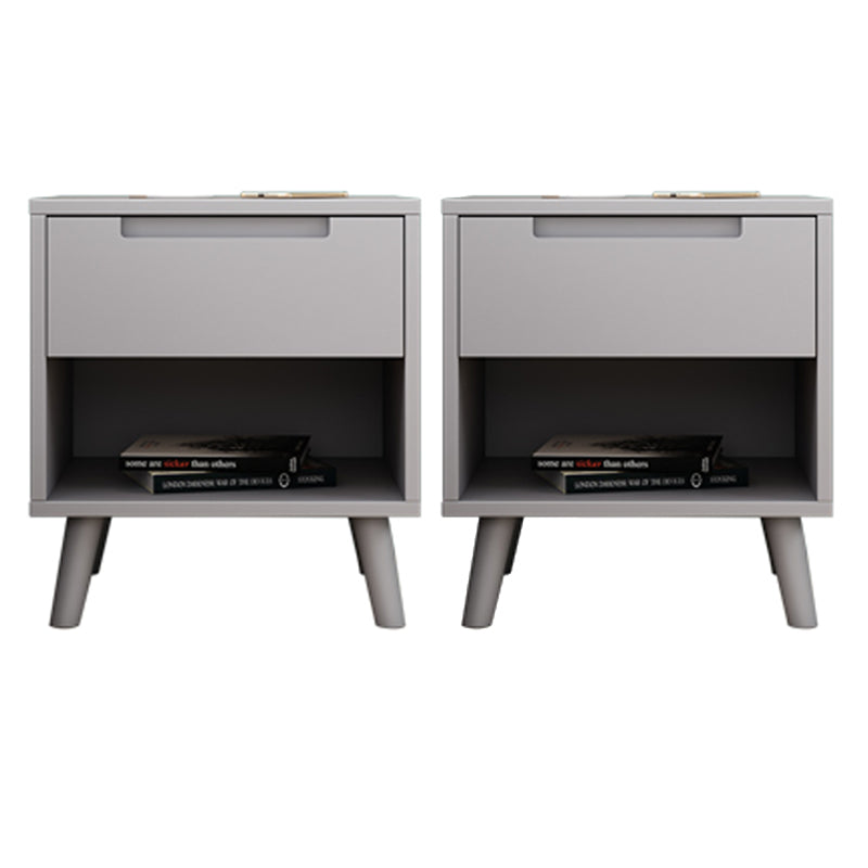 Wooden Bedside Cabinet Modern Minimalist Open Bedside Table with Legs Grey 2 Piece Set Clearhalo 'Bedroom Furniture' 'furn' 'furn_night_stand' 'Furniture' 'night_stand' 'Nightstands' 6059694