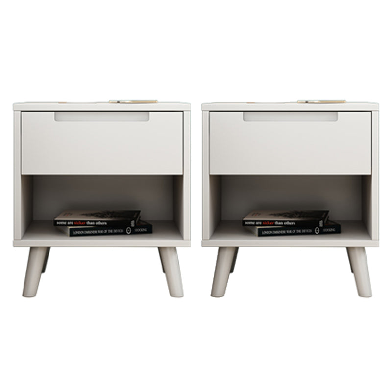 Wooden Bedside Cabinet Modern Minimalist Open Bedside Table with Legs White 2 Piece Set Clearhalo 'Bedroom Furniture' 'furn' 'furn_night_stand' 'Furniture' 'night_stand' 'Nightstands' 6059696