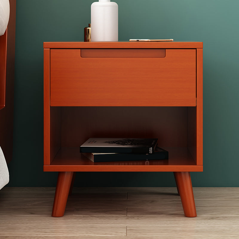 Wooden Bedside Cabinet Modern Minimalist Open Bedside Table with Legs Red 1 Piece Clearhalo 'Bedroom Furniture' 'furn' 'furn_night_stand' 'Furniture' 'night_stand' 'Nightstands' 6059701