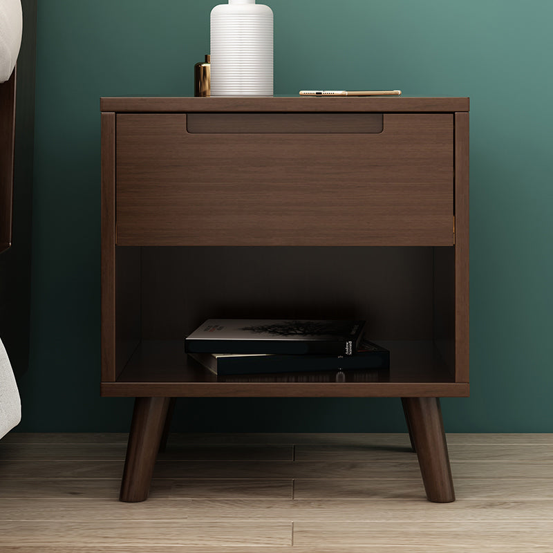 Wooden Bedside Cabinet Modern Minimalist Open Bedside Table with Legs Walnut 1 Piece Clearhalo 'Bedroom Furniture' 'furn' 'furn_night_stand' 'Furniture' 'night_stand' 'Nightstands' 6059702