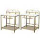 Industrial 2 Shelves Night Table Wooden Nightstand for Bedroom