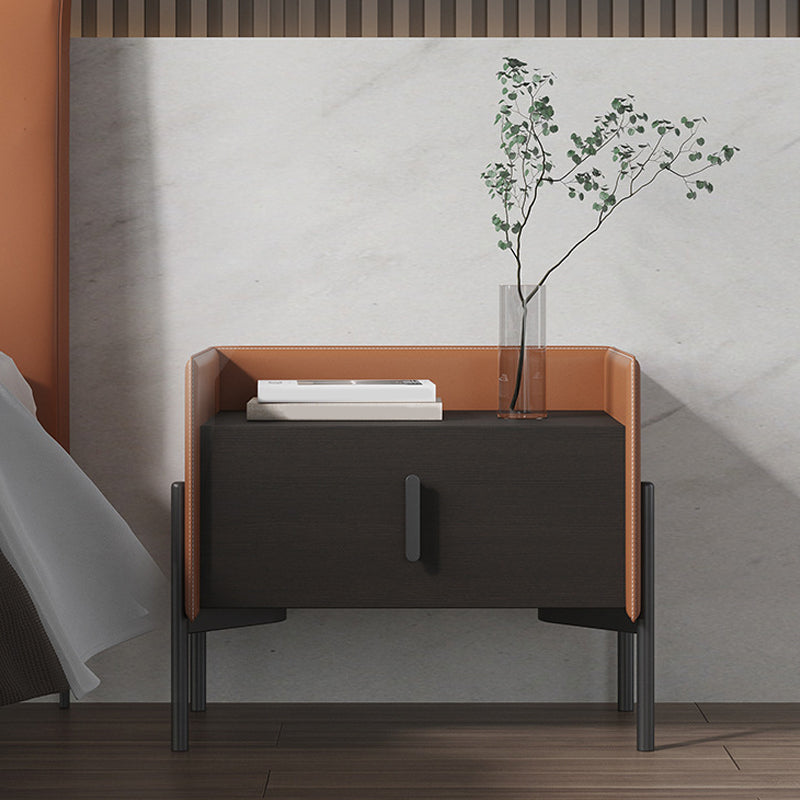 Comodino da letto in legno in finto cabinetto industriale con cassetto