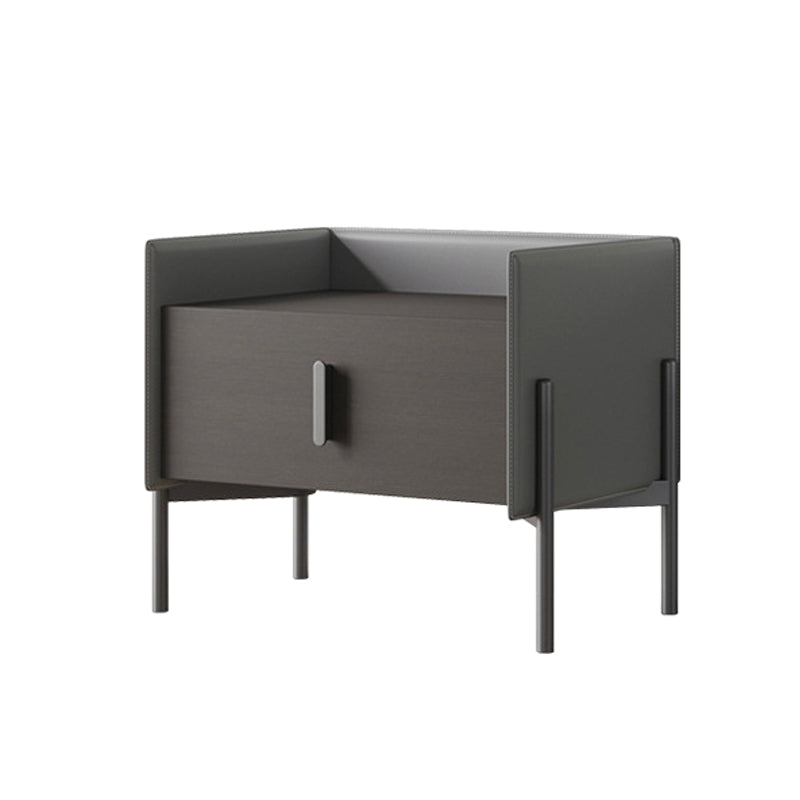 Comodino da letto in legno in finto cabinetto industriale con cassetto