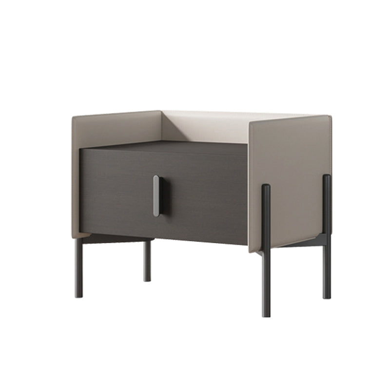 Comodino da letto in legno in finto cabinetto industriale con cassetto