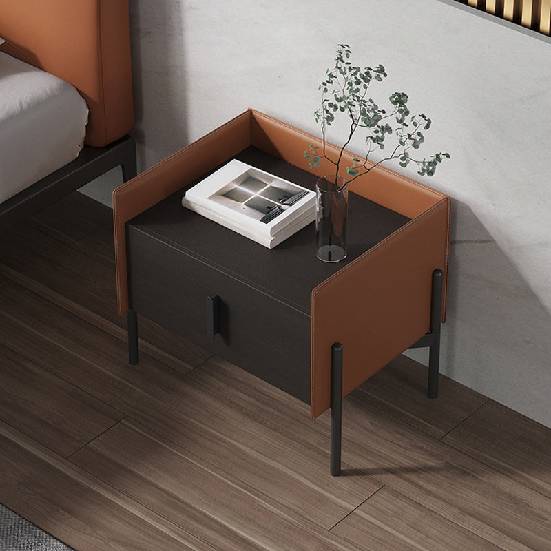 Comodino da letto in legno in finto cabinetto industriale con cassetto