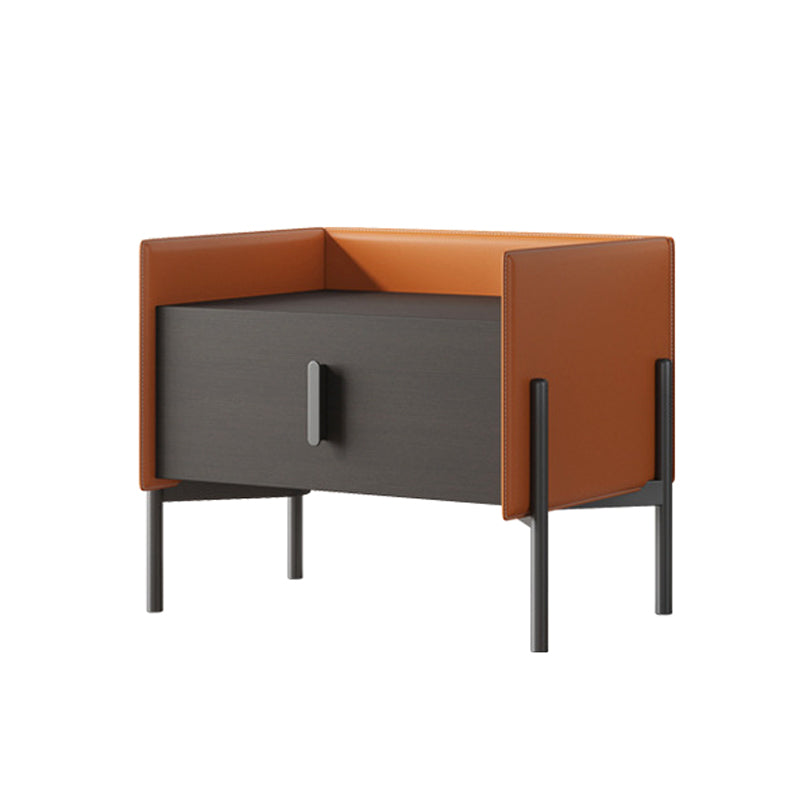 Comodino da letto in legno in finto cabinetto industriale con cassetto