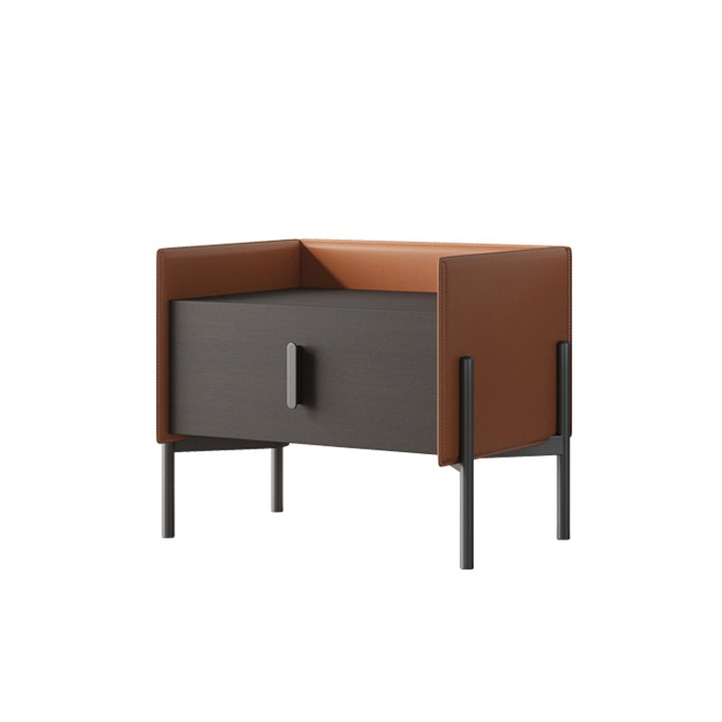 Comodino da letto in legno in finto cabinetto industriale con cassetto