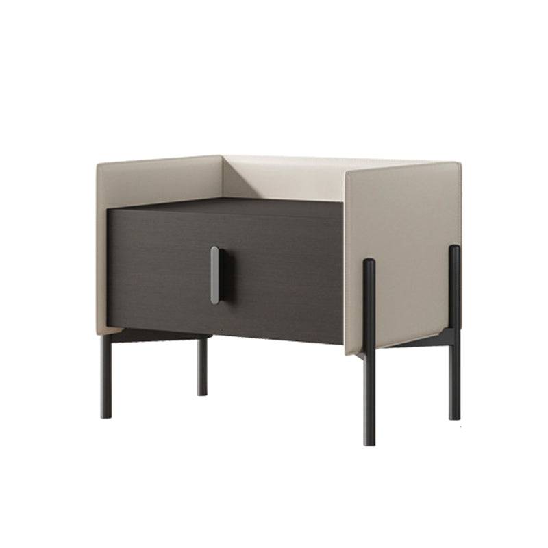 Comodino da letto in legno in finto cabinetto industriale con cassetto