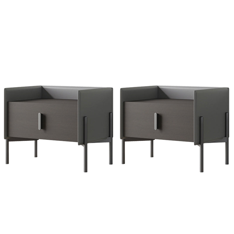 Comodino da letto in legno in finto cabinetto industriale con cassetto