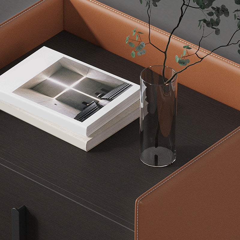 Comodino da letto in legno in finto cabinetto industriale con cassetto